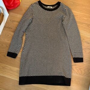 Joie Black and Cream Houndstooth Dress